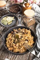 Bigos, a traditional Polish dish with cabbage.