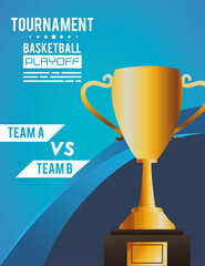 basketball sport poster with trophy cup