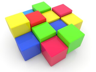 Obraz premium Toy blocks of different colors and heights