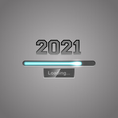 Neon progress bar showing loading of 2020 New Year. Template for New Year design. Vector background.