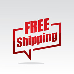 Free shipping in speech brackets red color with isolated background