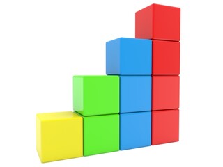 Colored toy blocks stacked in poles