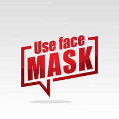 use face mask in speech brackets red color with isolated background