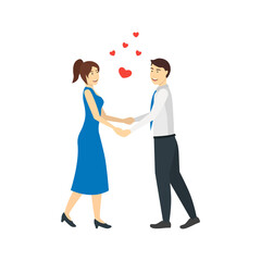 Cartoon Characters People Couple in Love. Vector