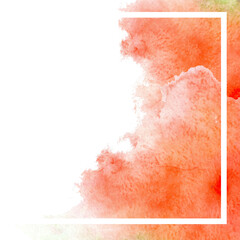 White frame on the background of abstract watercolor stain.
