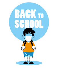 boy with face mask back to school