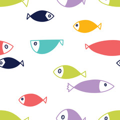 Cute fish. Kids background. Seamless pattern. Can be used in textile industry, paper, background, scrapbooking.