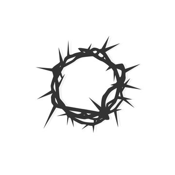 Crown Of Thorns. Silhouette Of A Crown Of Thorns. Jesus Christ. Isolated On White Background. Vector Illustration.
