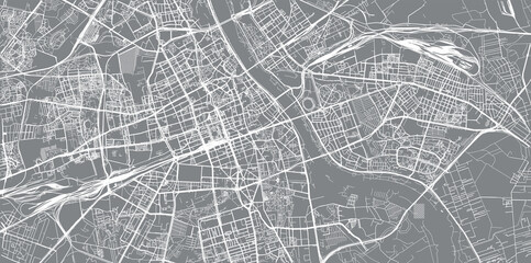 Obraz premium Mapa miasta wektor miejskich Warszawy, Polska