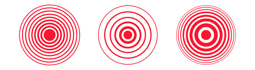 Pain location icon set. Red vector pain location signs isolated on white background.