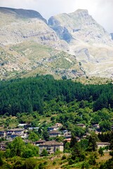 Fototapeta na wymiar A panoramic view of Skamneli village, one of the 45 villages known as Zagoria or Zagorochoria in Epirus region of southwestern Greece.