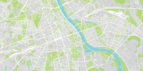 Naklejka premium Mapa miasta wektor miejskich Warszawy, Polska