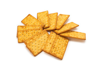 Cracker with salt isolated on white.