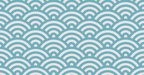 Fototapeta na wymiar Geometric colorful seamless pattern design. Semicircles or half circle in blue and grey pattern for print, fabric or background.