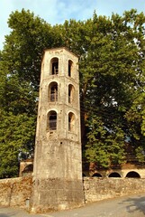 Fototapeta na wymiar The traditional stone-made belfry of Saint Vlasios at Megalo Papigko village, one of the 45 villages known as Zagoria or Zagorochoria in Epirus region of southwestern Greece.