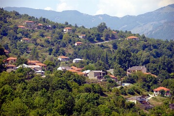 Fototapeta na wymiar A panoramic view of Vourbiani village in Konitsa area of Epirus region in north-western Greece.