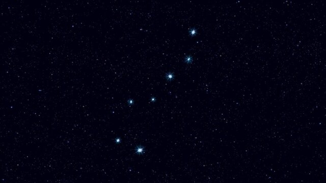 Ursa Major constellation, gradually zooming rotating image with stars and outlines, 4K educational video 