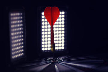 Darts. The dart for playing in the game board is stuck. Hit sector in darts. The concept of a...