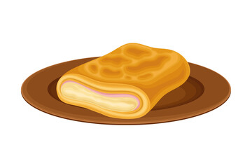 Rolled Pastry with Filling as Brazilian Cuisine Dish Vector Illustration