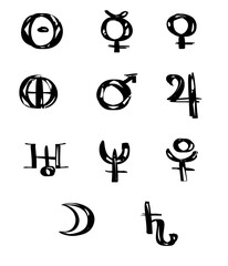 Astronomical Symbols of the Solar System