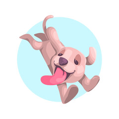 Little Dog running vector illustration, running puppy