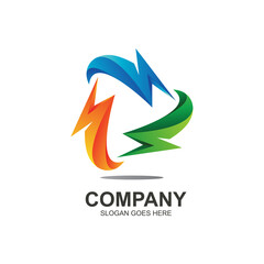 Thunder play icon logo design