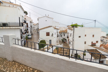Streets of the  tourist town of Altea on the Mediterranean Coast with their houses painted white 