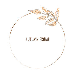round frame with autumn leaves