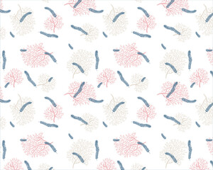 seamless vector pattern with seaweeds and corals