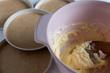 creaming sugar and butter when making a cake 