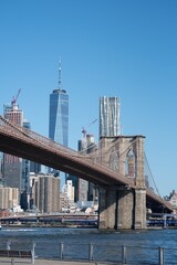 Obraz na płótnie Canvas View Of Bridge And Buildings Against Clear Sky
