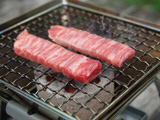 登山で黒毛和牛焼肉（ヒウチ）