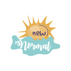 new normal label, lettering about new normal