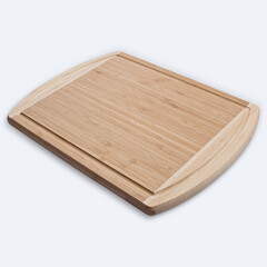 Wooden cutting board on a white background