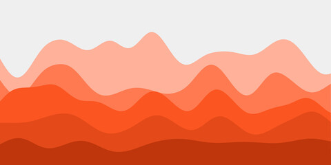 Fototapeta na wymiar Abstract deep orange hills background. Colorful waves captivating vector illustration.