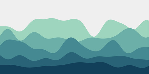 Abstract dark mint hills background. Colorful waves classy vector illustration.