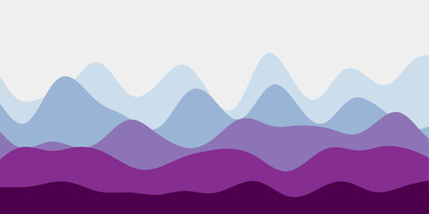 Abstract blue purple hills background. Colorful waves powerful vector illustration.