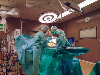 abdominal operation is performed in an operating theatre