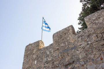 Rhodes, Greece | Rhodes Acropolis w/ Greek Flag 