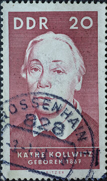 GERMANY, DDR - CIRCA 1967: a postage stamp from Germany, GDR showing a portrait of the graphic artist, painter and sculptor Käthe Kollwitz