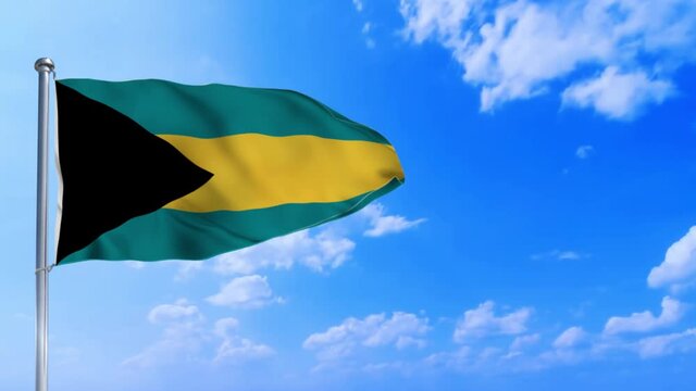 Seamless loop of the Bahamas flag waving in the wind