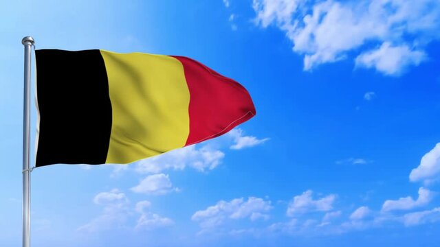 Seamless loop of the Belgium flag waving in the wind