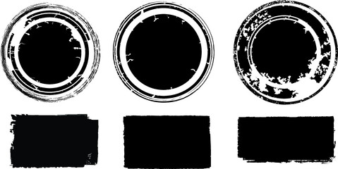 Grunge post Stamps Collection, Circles. Banners, Insignias , Logos, Icons, Labels and Badges Set . vector distress textures.blank shapes.