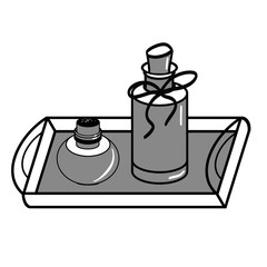 Jars for perfumes and oils. Vector image of a set of jars. This vector image can be used in the advertising of perfumes and on the site in the form of icons. Isolated on white background.