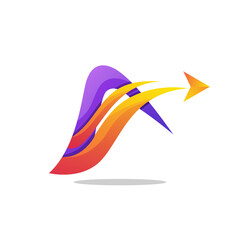 awesome arrow color logo vector abstract