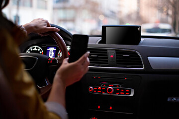 Template for Mobile phone magnet car mount phone holder, for GPS. Lifestyles photo in car....