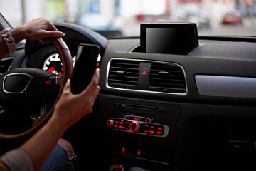 Template for Mobile phone magnet car mount phone holder, for GPS. Lifestyles photo in car....