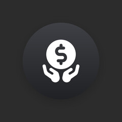 Save Money Dollar -  Matte Black Web Button