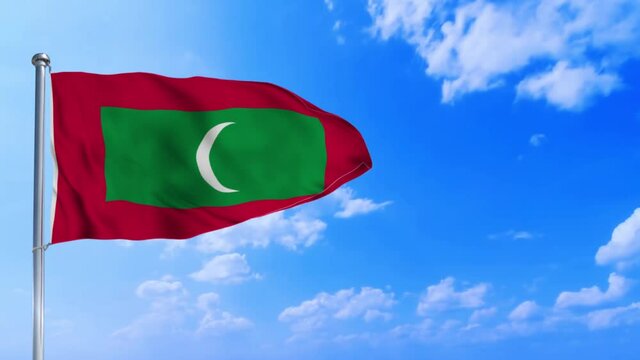 Seamless loop of the Maldives flag waving in the wind