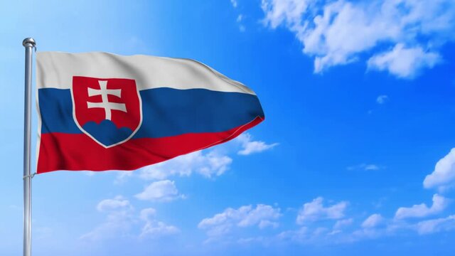 Seamless loop of the Slovakia flag waving in the wind